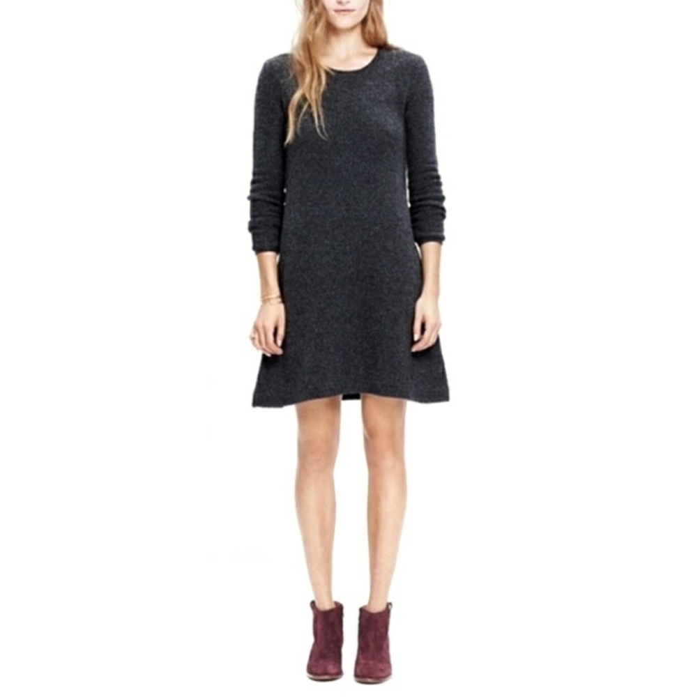 Madewell Gray Merino Wool Long Sleeve Sweater Dress